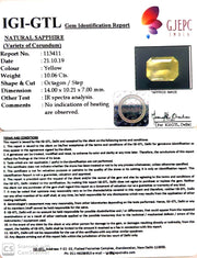 11.17 Ratti Natural Yellow Sapphire with Govt Lab Certificate-(23310)